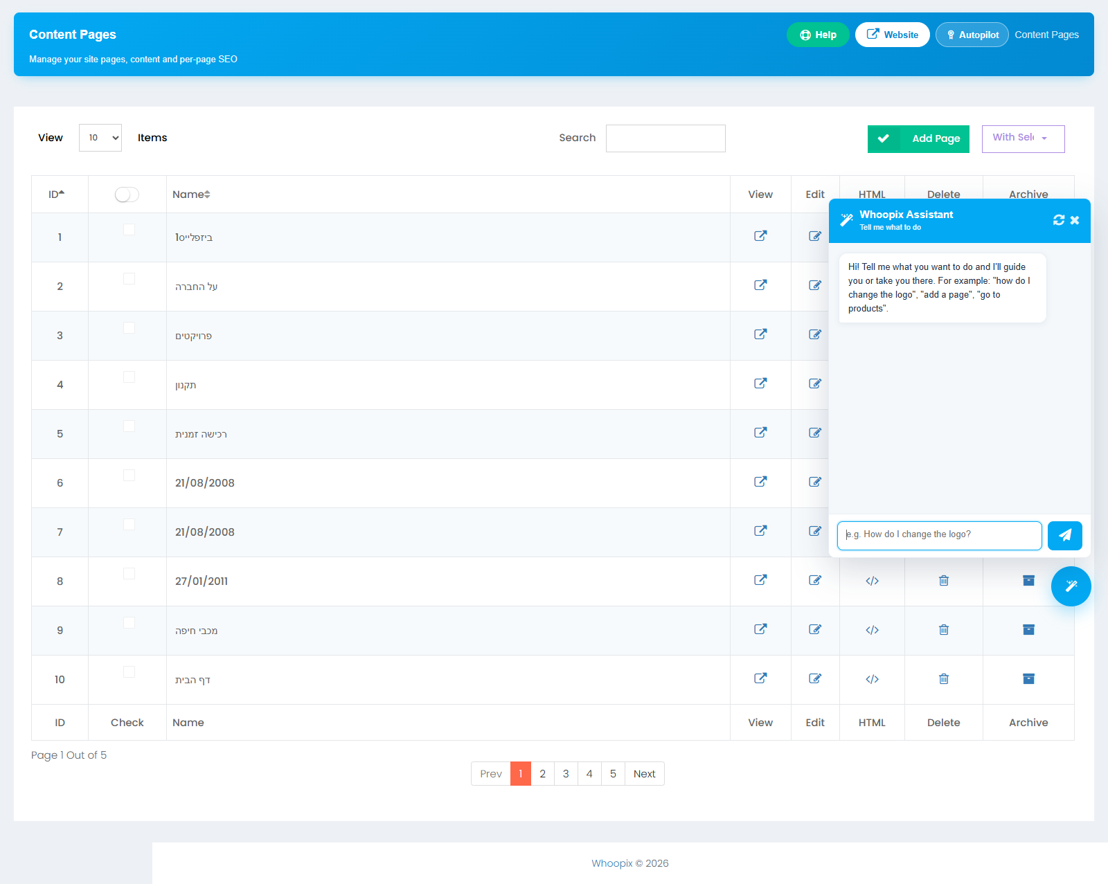 WPIX Pages module
