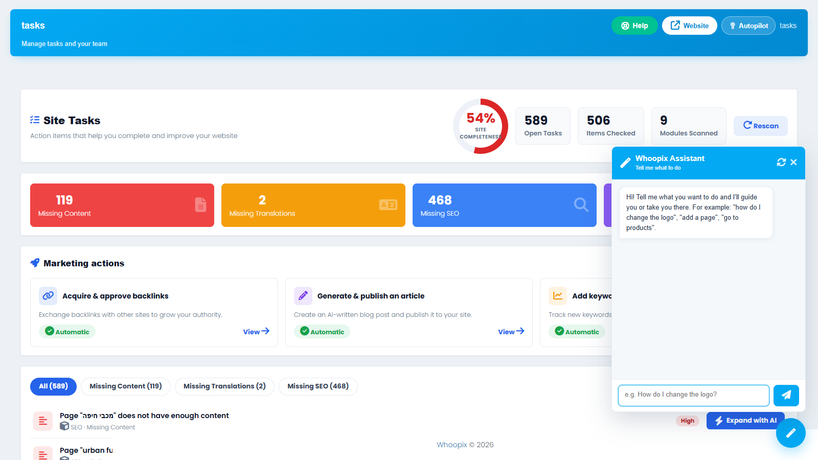 WPIX automated SEO tasks and performance workflows